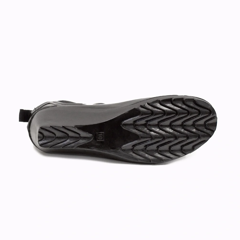 Women's Rainboots, Wedge Ankle Rubber Rain Boots, RB-3102, Black
